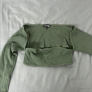 Fashion Nova Women's Green Ribbed Crop Top